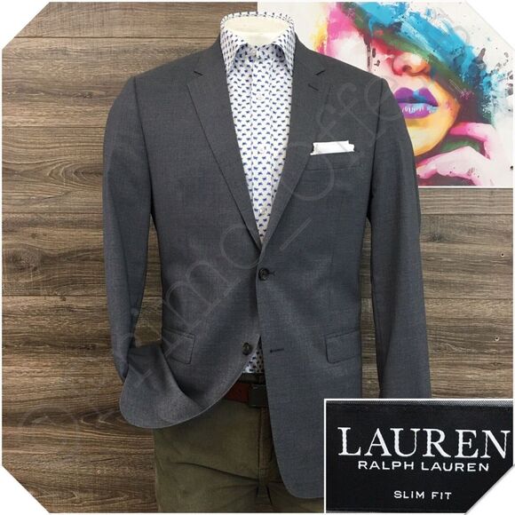 RALPH LAUREN Mens Blazer Sport Coat Casual Jacket Size 42L‎ Slim Fit Wool Suit